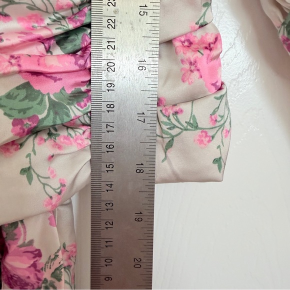 For Love And Lemons Pink Floral Ruched Blouse - Picture 10 of 12